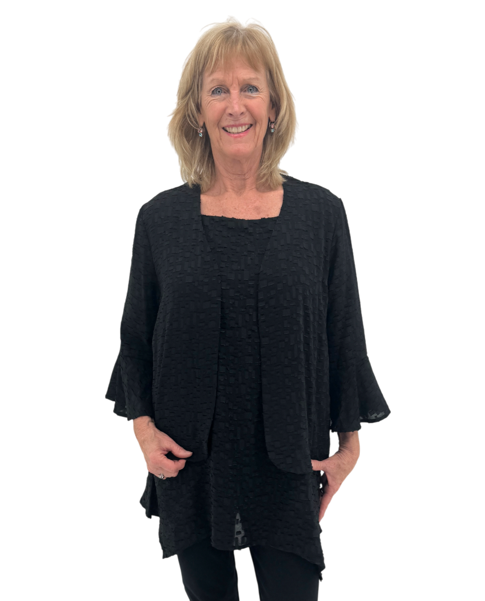 BY JJ DR103J CÁRDIGAN TEXTURIZADO CON MANGAS ACAMPANADAS