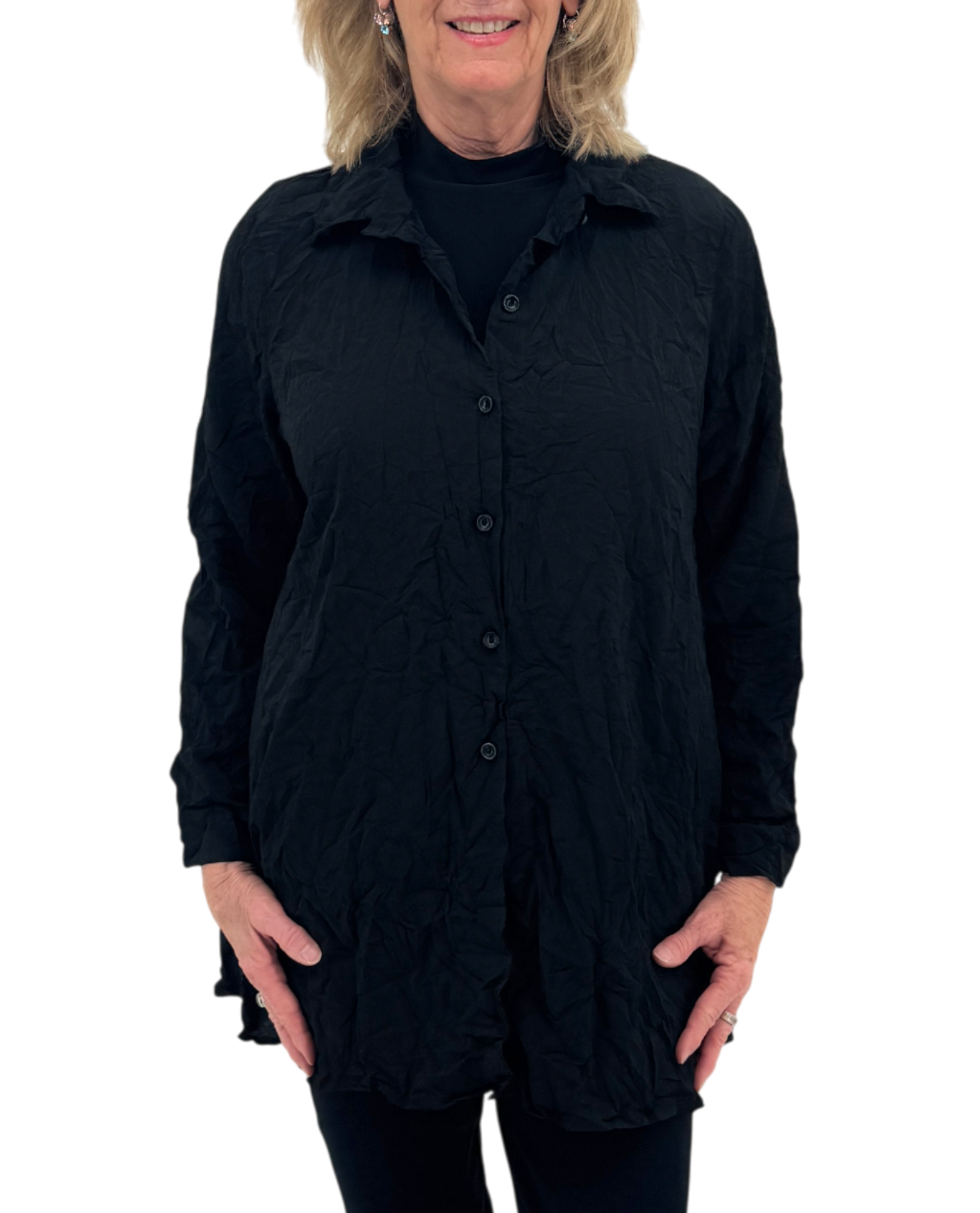 FOCUS CD402P CAMISA DE MANGA LARGA CON BOTONES Y CUELLO ARRUGADO